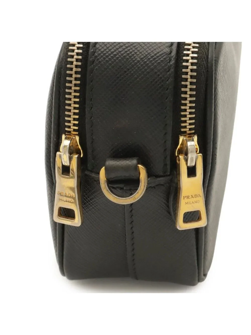 Prada Logo Shoulder Bag Pouch Pochette 2-Way Clutch Leather Nero Black Overseas